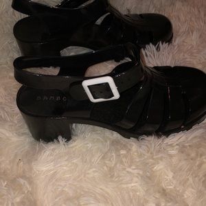 Size 6.5 Black Heeled Jellies